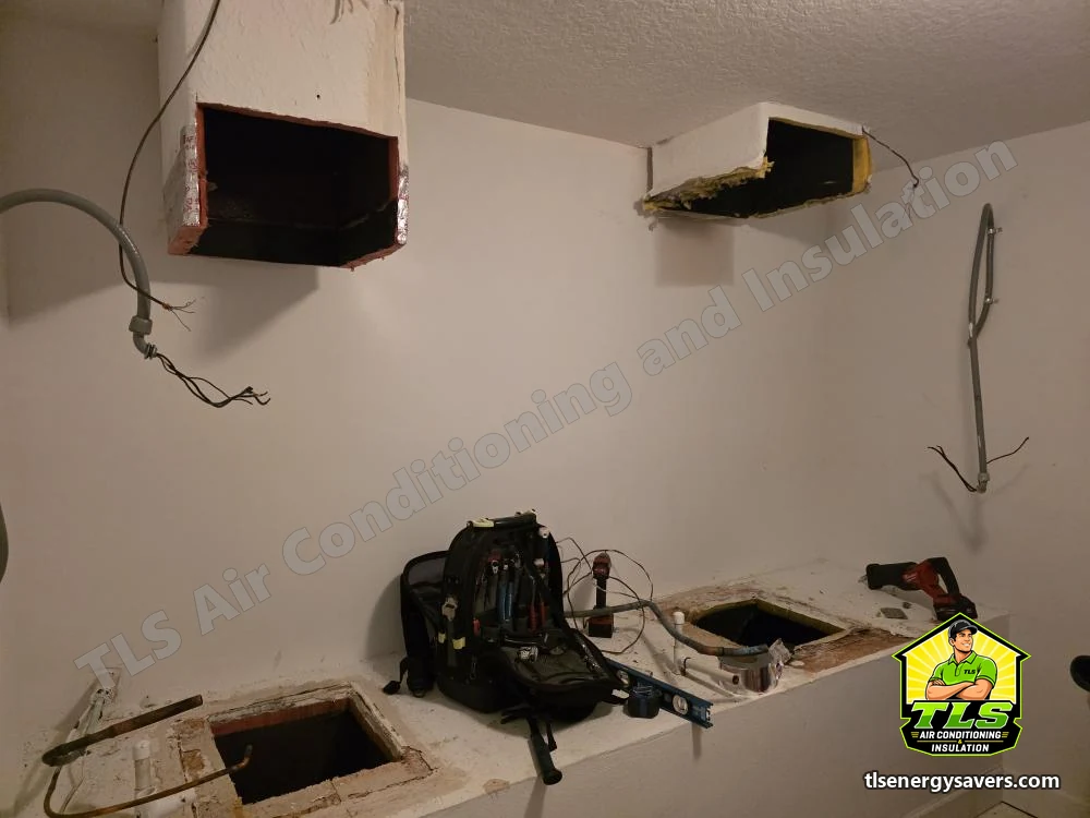 The closet part way through removal of the two original systems, Riverview FL 33578