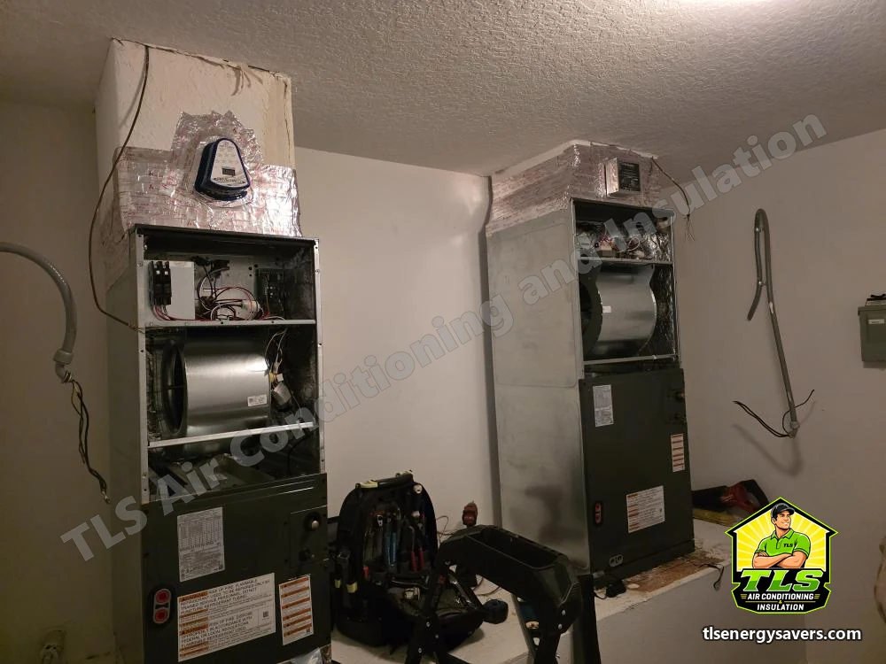 The closet stripped back after both original systems were removed, Riverview FL 33578