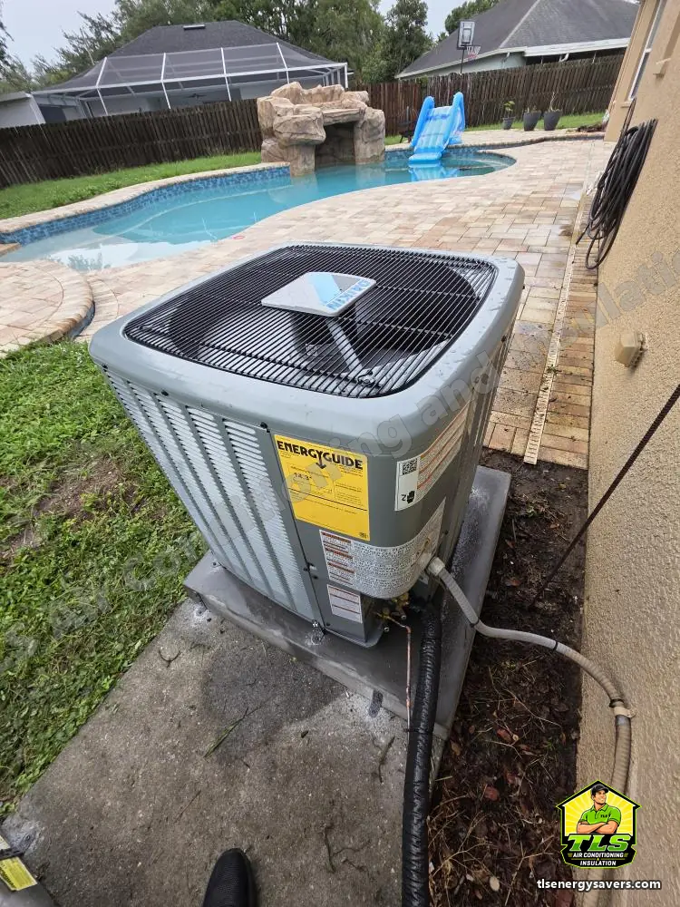 One of the new condensers set beside the pool deck, Riverview FL 33578