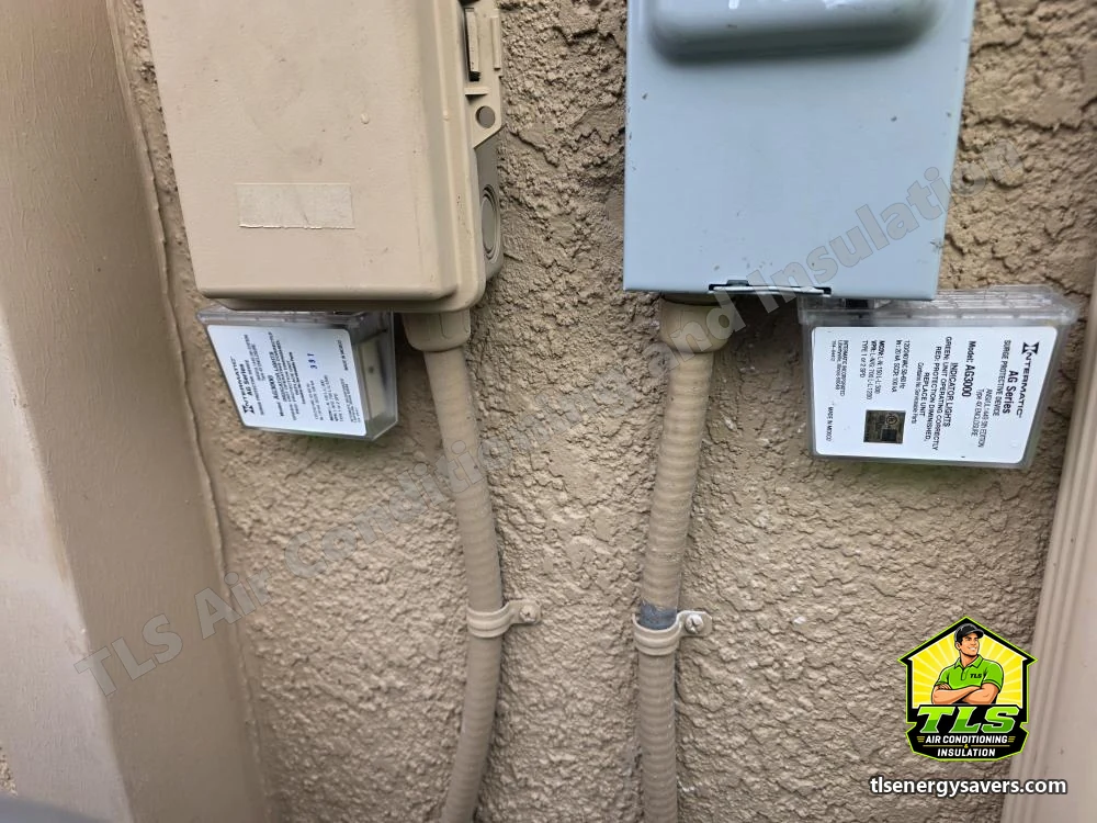 New electrical disconnects and line set penetrations at the exterior wall, Riverview FL 33578