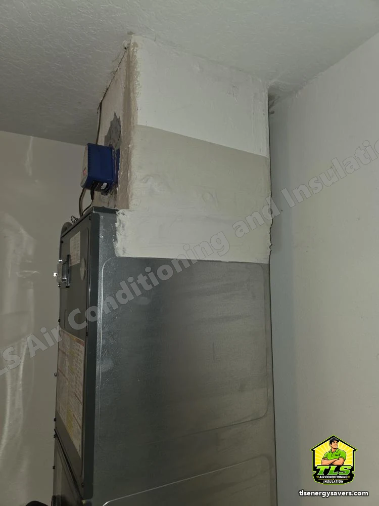 New sheet metal plenum transition fabricated to fit the replacement air handler, Riverview FL 33578