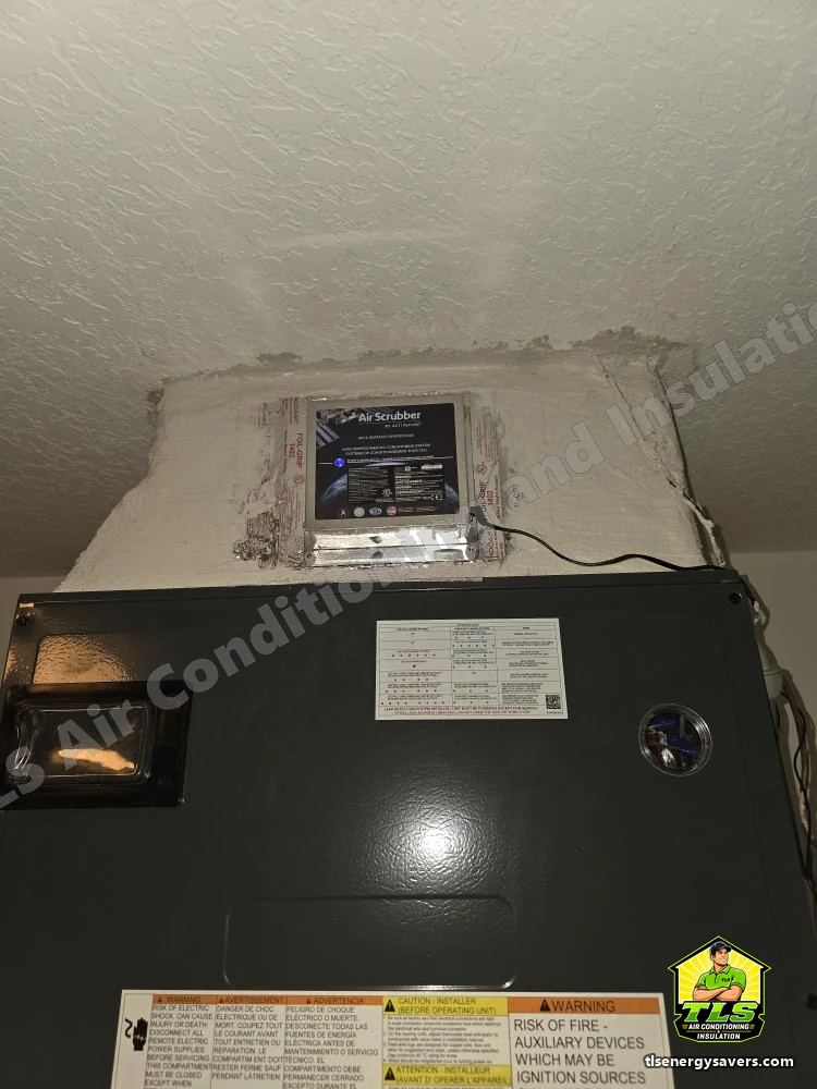 Access panel and safety labelling on one of the replacement air handlers, Riverview FL 33578