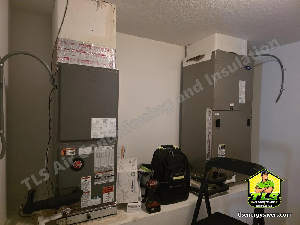 The two original air handlers in the closet before replacement, Riverview FL 33578