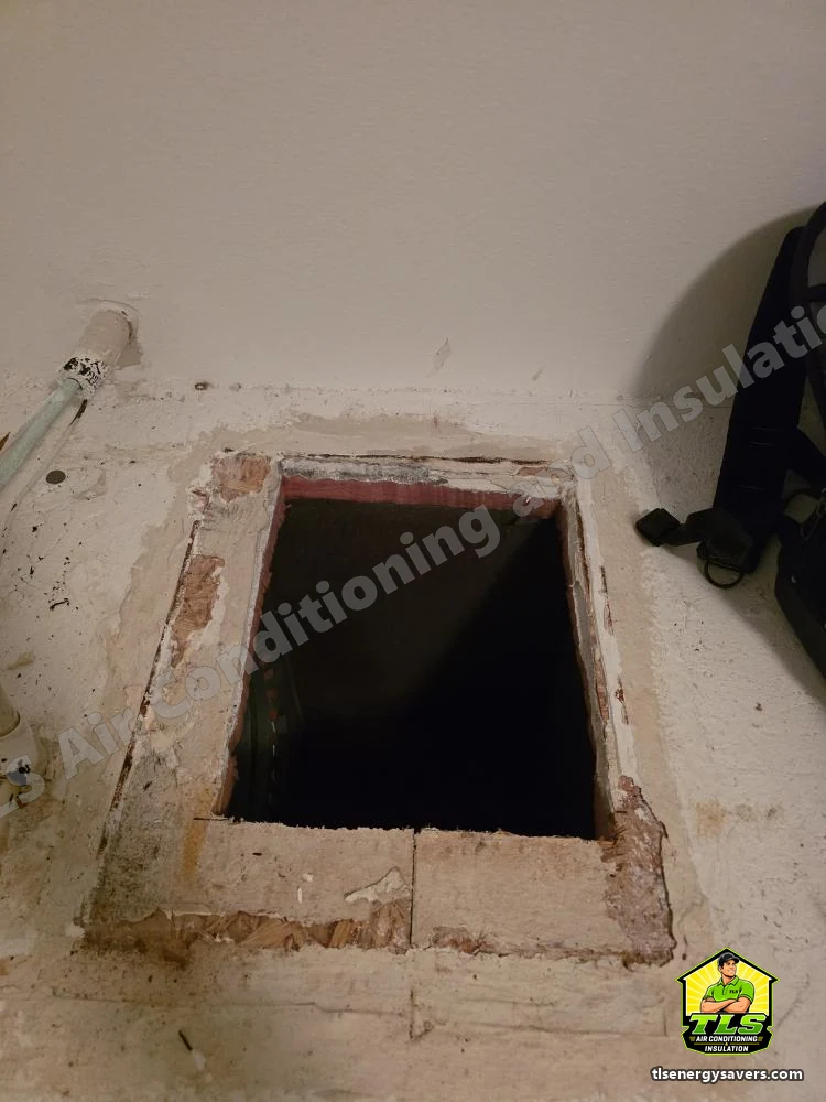 Water-stained return opening exposed once the old system came out, Riverview FL 33578