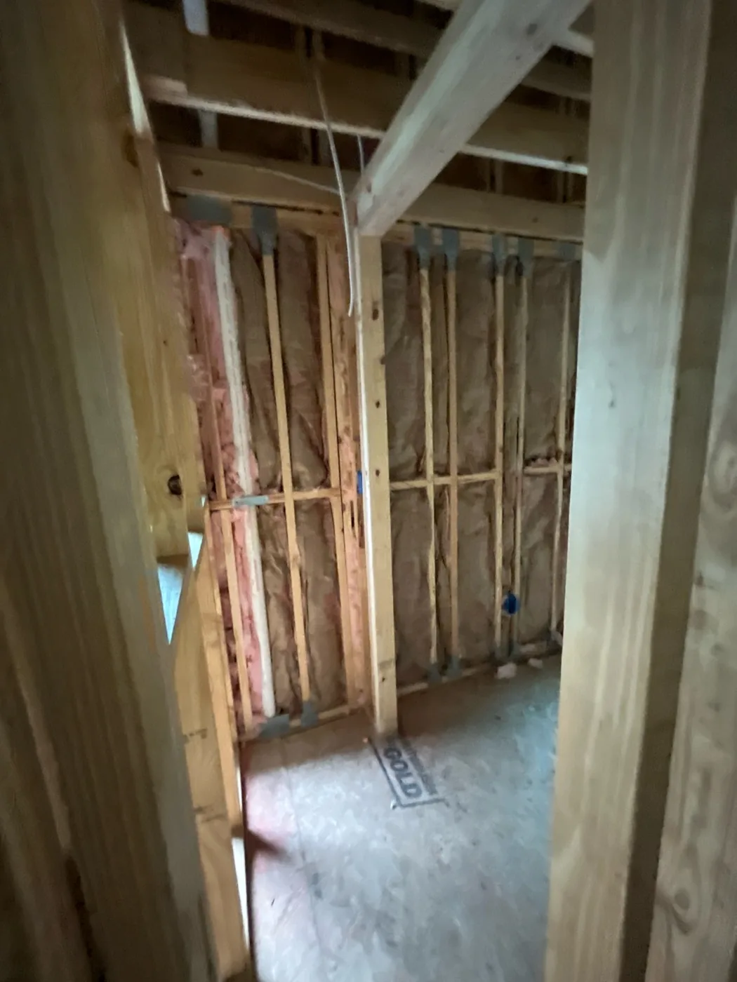 Upstairs bathroom walls filled with kraft-faced fiberglass batts, Tampa FL 33609