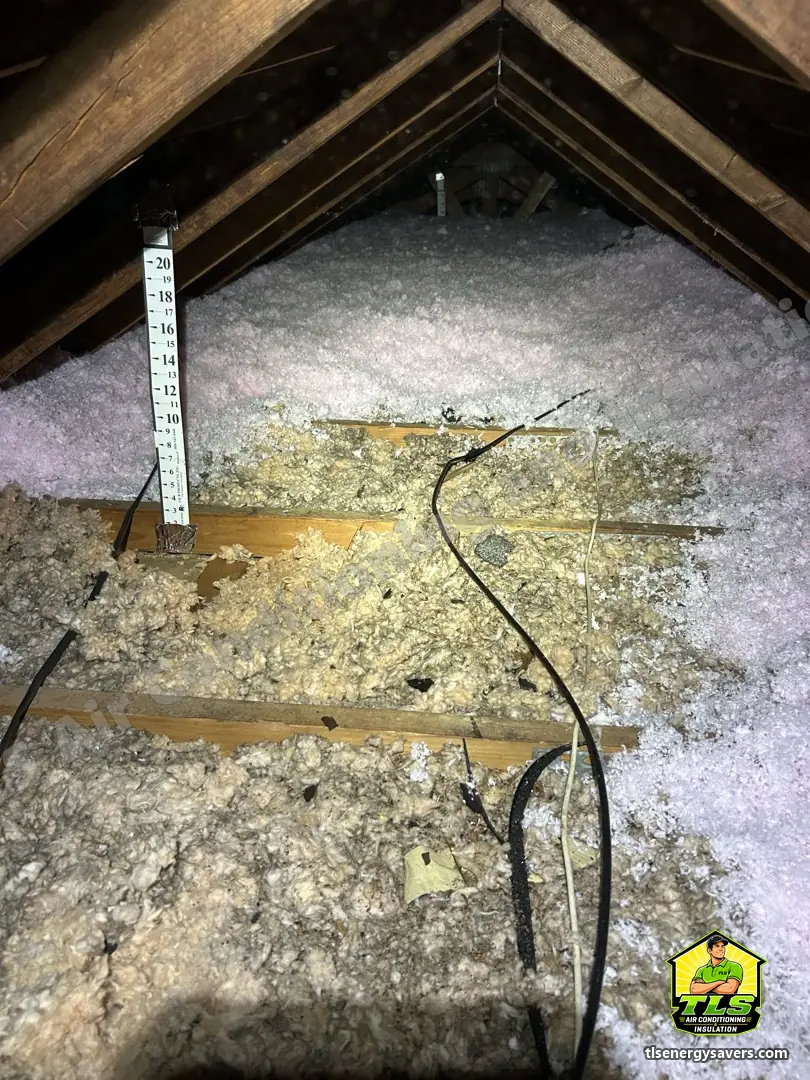 Depth marker and fill hose in place while the attic was being filled, Fort Myers FL 33919