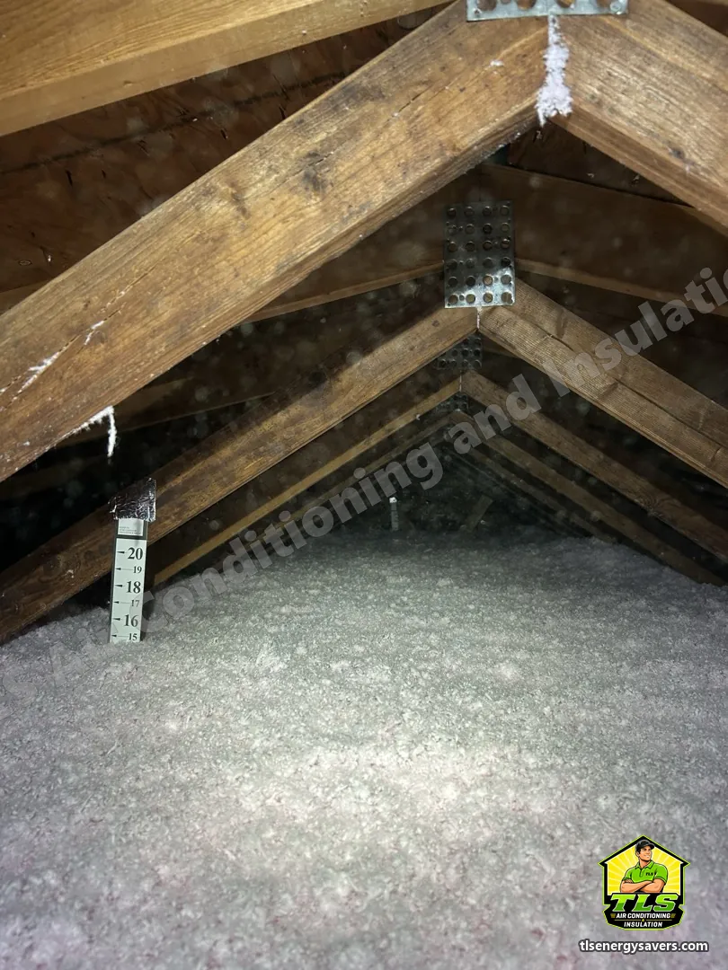 Depth marker standing in the finished blown-in insulation, Fort Myers FL 33919