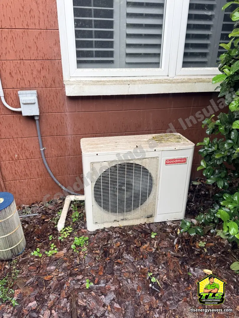 The old outdoor condenser beside the house before the replacement, Brooksville FL 34601