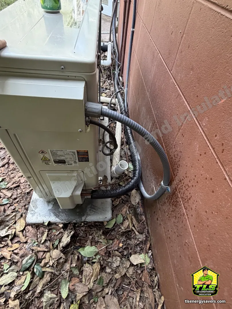 Wiring whip and insulated line set connected at the new outdoor unit, Brooksville FL 34601